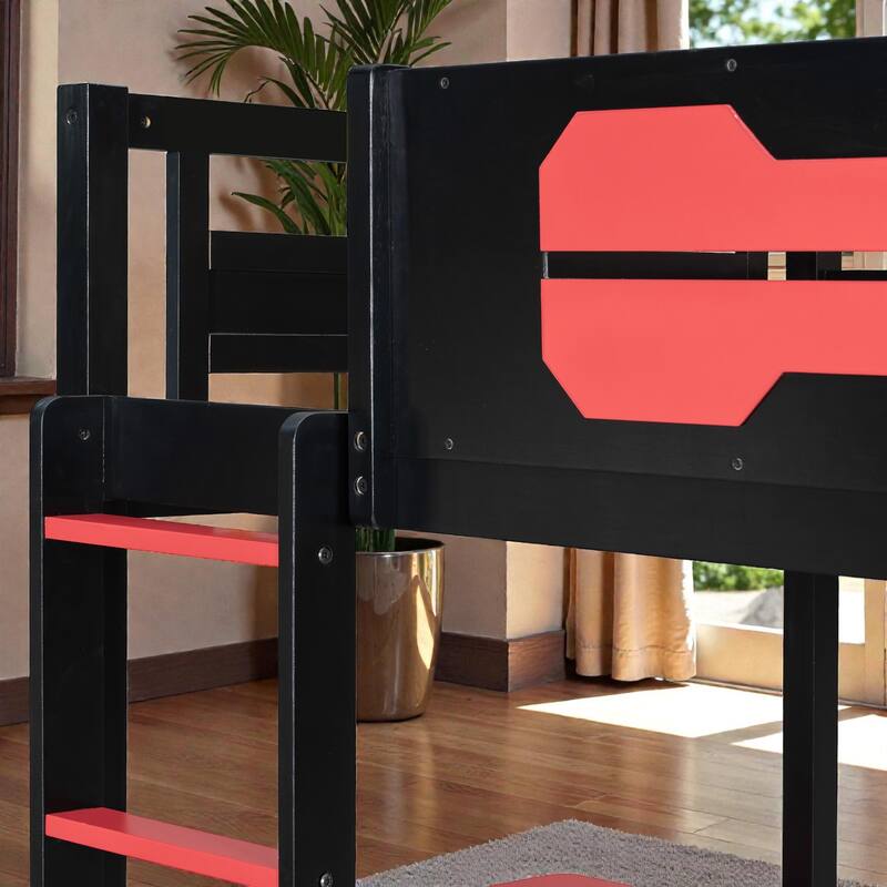 Twin/Full Gaming Bunk Bed with Dual Desks, USB Charging Ports and Pegboard Organizer, Gamer Bunk Frame