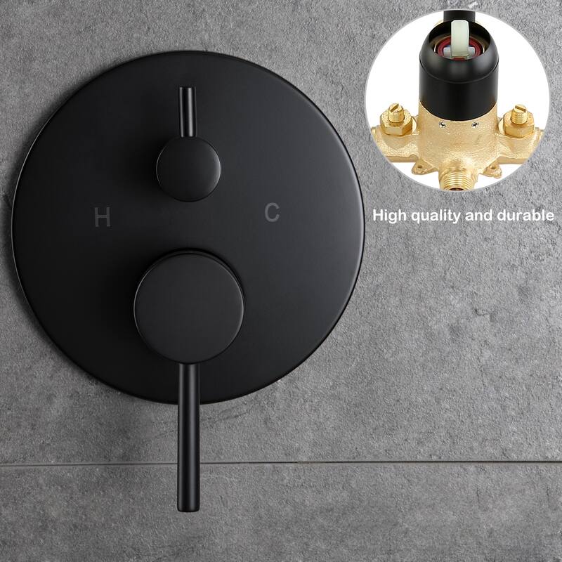Wall Mounted 2-Handle Black/Gold Shower Head with High-pressure Handheld and Hose