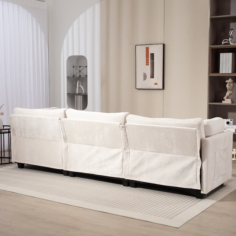 111" Chenille Living Room 3-Seater Sofa Sectional Sofa Cloud-soft Sitting