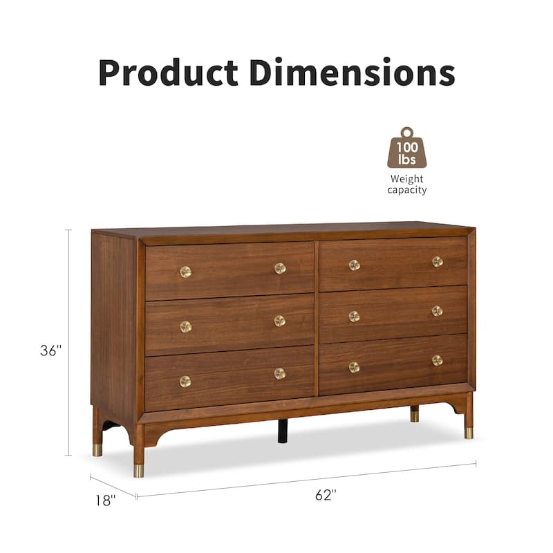 Furniture of America Forma Mid-Century Modern 3-Piece Walnut Dresser and 2 Nightstand Bedroom Set