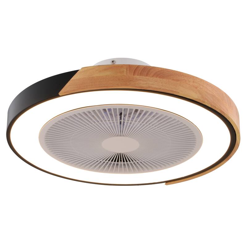 Everette 20 in. Matte Black Low Profile Flush Mount Ceiling Fan, RGBIC LED Light Kit and Remote, 6 Speed, Efficient DC Motor