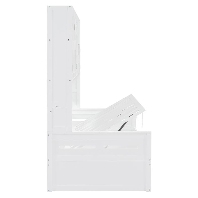 All-in-one Bookcase Captains Daybed with Hydraulic Storage Bed