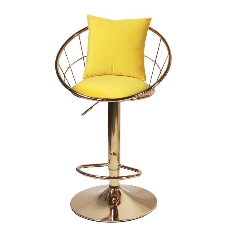 Velvet Bar Chair, 360 Degree Rotation Adjustable Counter Chair Set of 2