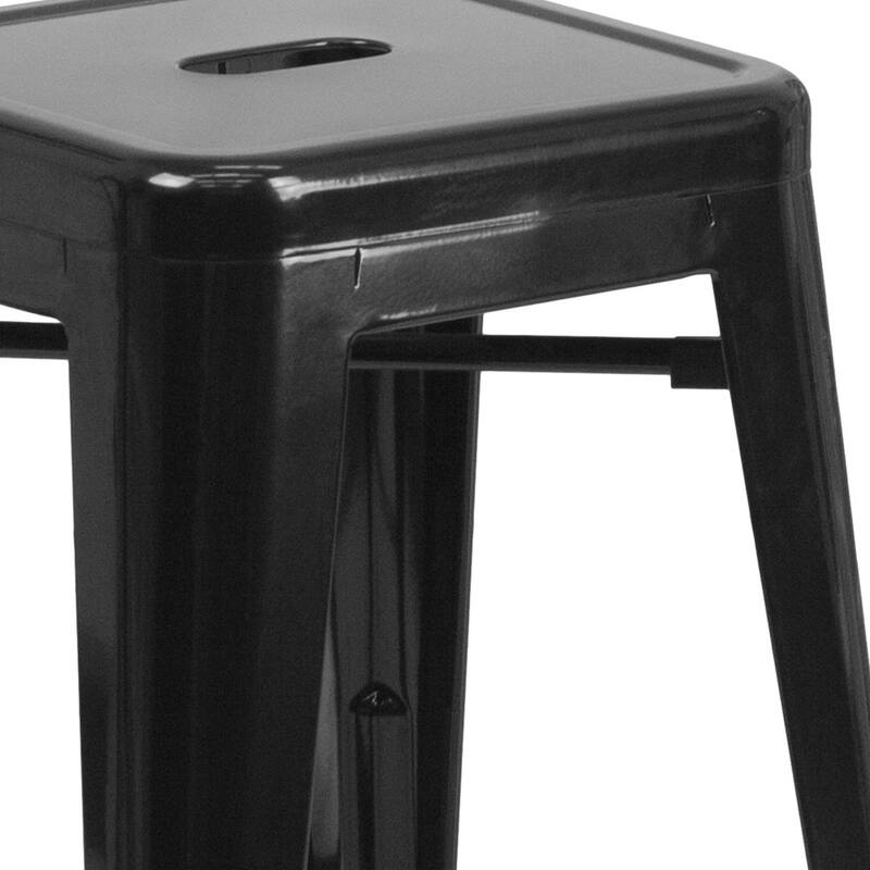 24" High Backless Metal Indoor-Outdoor Counter Height Stool w/Square Seat