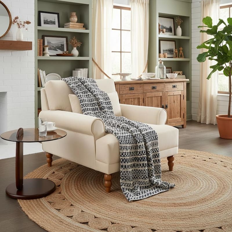 Oversized Accent Chair with Circular Armrests by Harper&Bright Designs - Beige