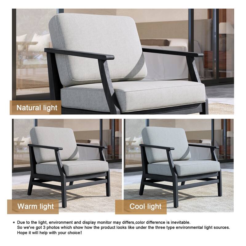 Outdoor Teak Wood Club Chairs with Cushions (Set of 2)