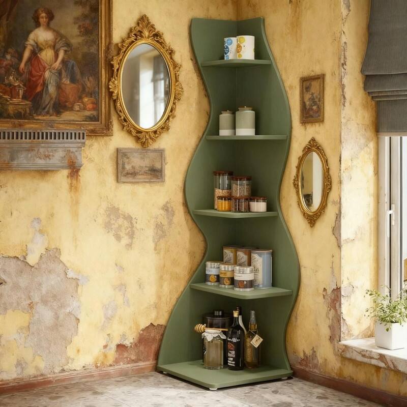 5-Tier Corner Wall Bookshelf - Storage Rack and Plant Stand