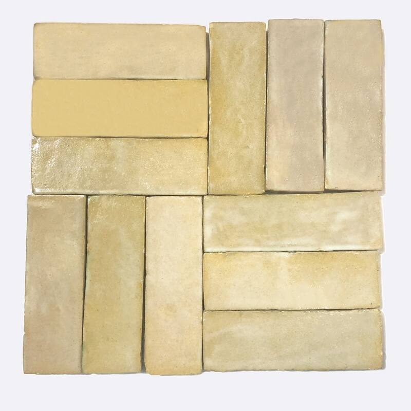 Moroccan Handmade 2x6 Solid Color Zellige Tile Sand-glazed