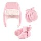 preview thumbnail 1 of 0, Hudson Baby Infant Girl Trapper Hat, Mitten and Bootie Set, Light Pink Light Pink - 0-6 Months