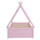 preview thumbnail 9 of 12, Pink Twin Size Wood House Platform Bed with Two Drawers, Headboard and Footboard for Bedroom