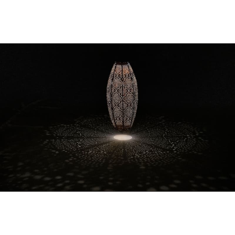 Long Oval LED Lighted Paisley Lantern - 23.75" - Gold