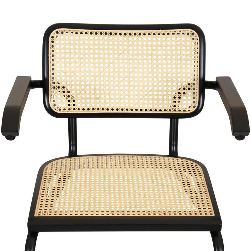 Breuer Chair Company Marcel Breuer Cesca Cane Cantilever Armchair Arm Chair w/ Black Steel Frame (Various Wood & Cane Colors)