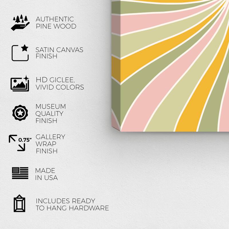 Wynwood Studio Canvas Abstract Pastel Color Ray Lights Green and Wall Art Canvas Print