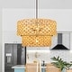 preview thumbnail 12 of 12, Ravy Farmhouse 6-Light Drum Rattan Chandelier Coastal Natural Pendant Light for Kitchen Dining Room - D 26" x H 15.7"