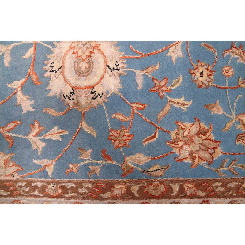 ECARPETGALLERY Hand-knotted Mirzapur Blue Viscose, Wool Rug - 6'3 x 9'10