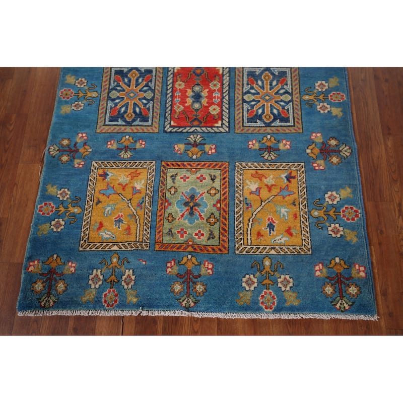 Garden Design Kazak Oriental Accent Rug Hand-Knotted Wool Carpet - 3'8" x 4'11"