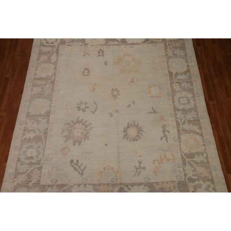 Vegetable Dye Oushak Turkish Area Rug Hand-knotted Wool Carpet - 8'4"x 9'11"