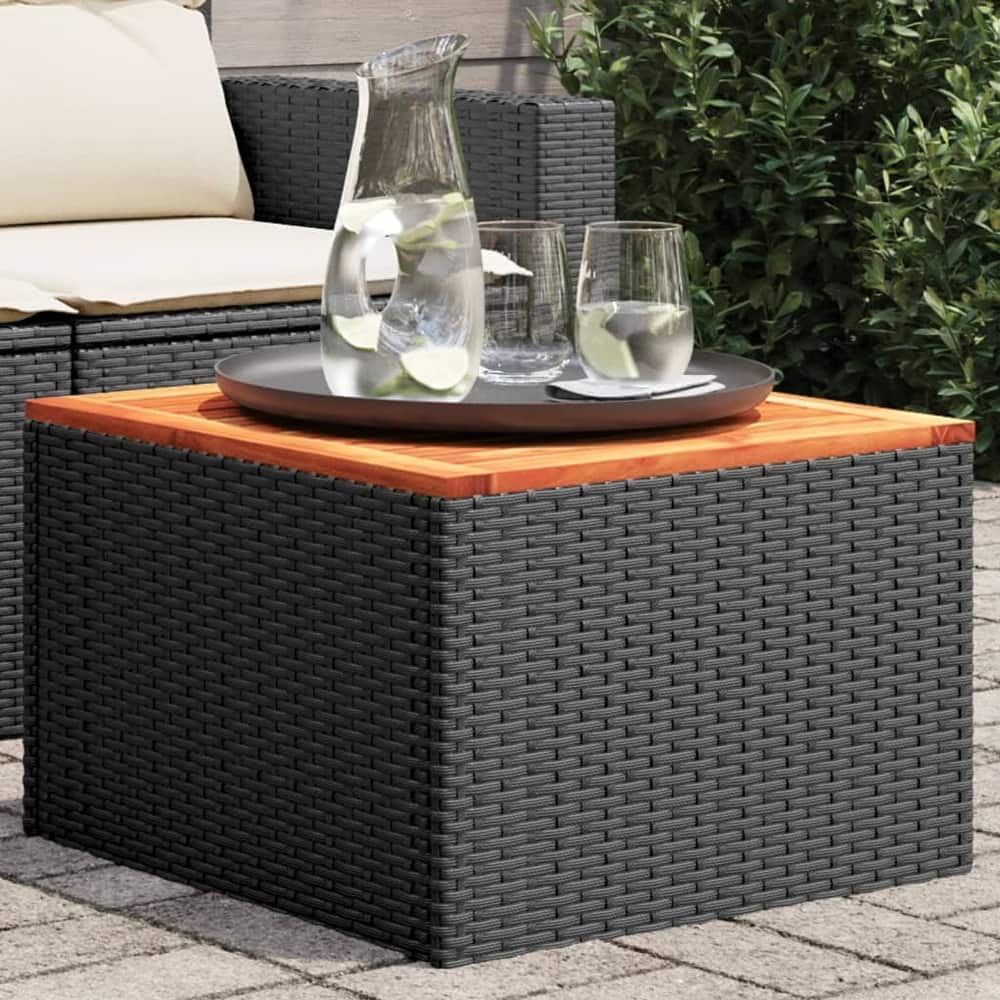 vidaXL Patio Table Outdoor Garden Firniture Side Tea Coffee Table Poly Rattan - 21.7 x 21.7 x 14.6 in