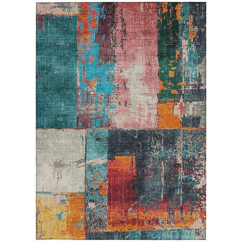 HomeRoots Abstract Transitional Rectangle Outdoor Rug