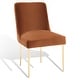 preview thumbnail 41 of 124, SAFAVIEH Couture Nolita Velvet Accent Chair - Mustard / Brass - 28"x23"x35.3" - 28" W x 23" D x 35" H