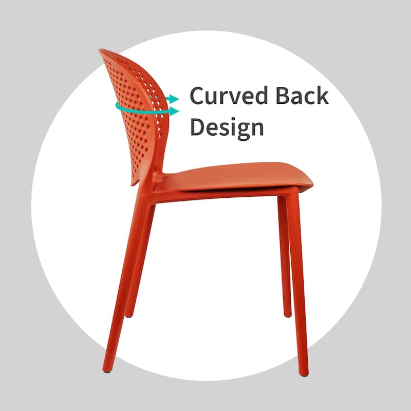 Modern Plastic Garden Patio Indoor or Outdoor Dining Stackable Chair UV Protected Armless With Dot Back Surf