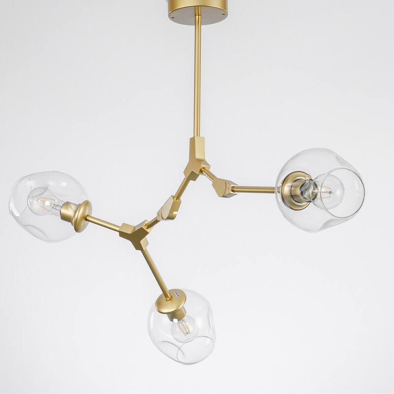 Bella Depot Modern Adjustable Chandelier Gold Pendant with Clear Glass Shades