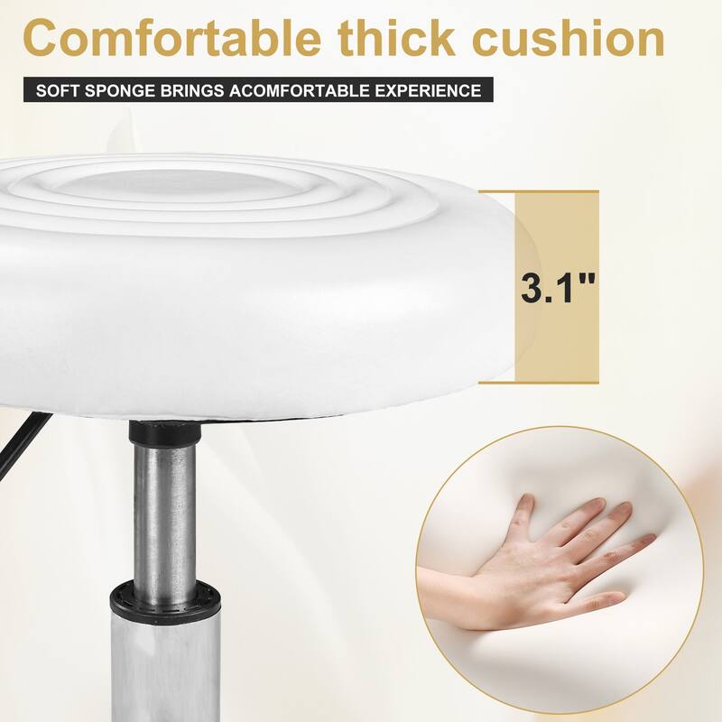 Javlergo PU Leather Salon Stool with Footrest 360° Swivel Adjustable Height Rolling Stool for Salon Medical & Home Use