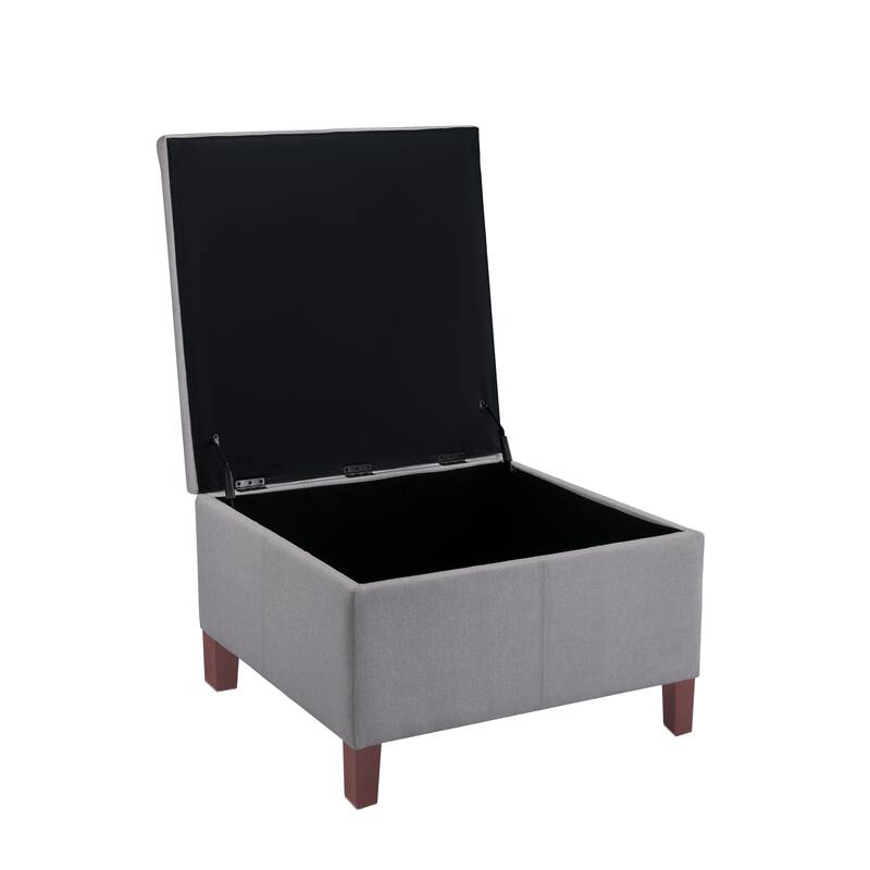 Porthos Home Jamar Fabric Square Storage Ottoman with Rubberwood Legs