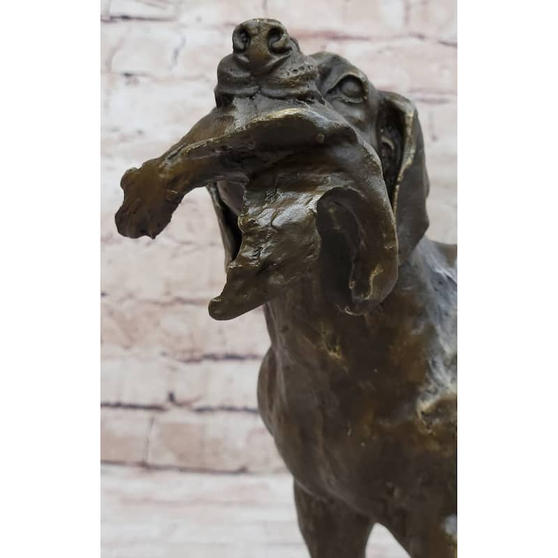 Signed Truffot Hunting Dog With Dead Bird Bronze Art Deco Sculpture Home Decor
