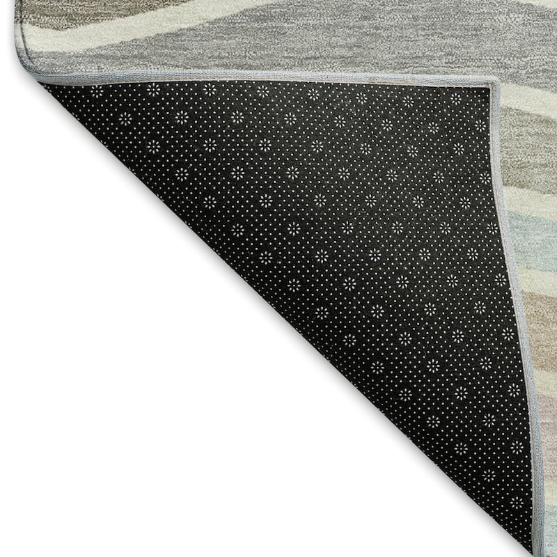 Machine Washable Indoor/ Outdoor Contemporary Stripe Chantille Rug