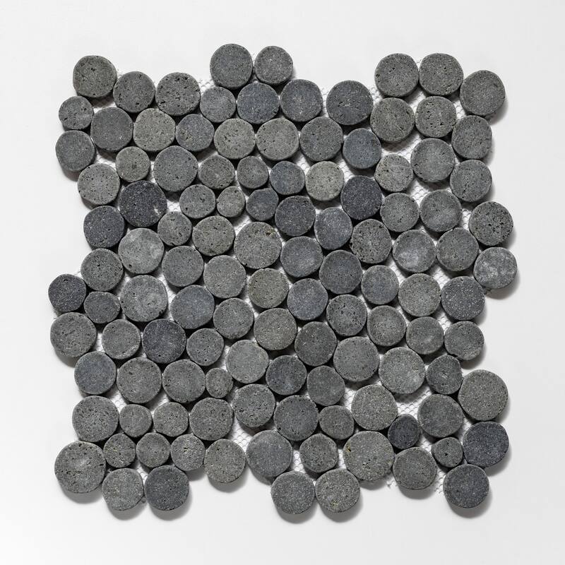 Penny Rounds 11 in. x 11 in. Honed Marble Mesh-Mounted Mosaic Wall and Floor Tile