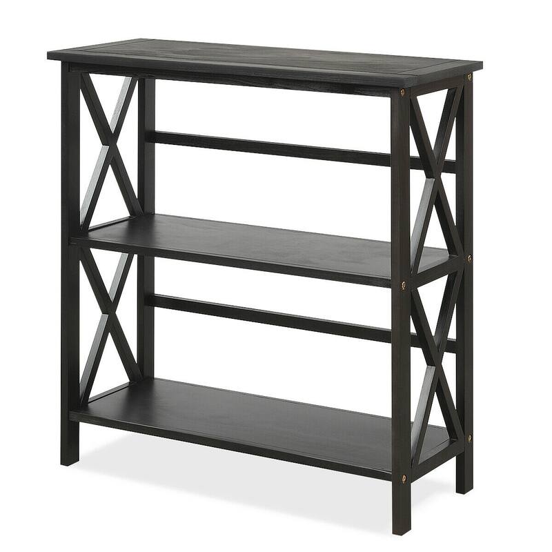3-Tier Wooden Open Shelf Bookcase - 31" x 12.5" x34" (L x W x H) - Black