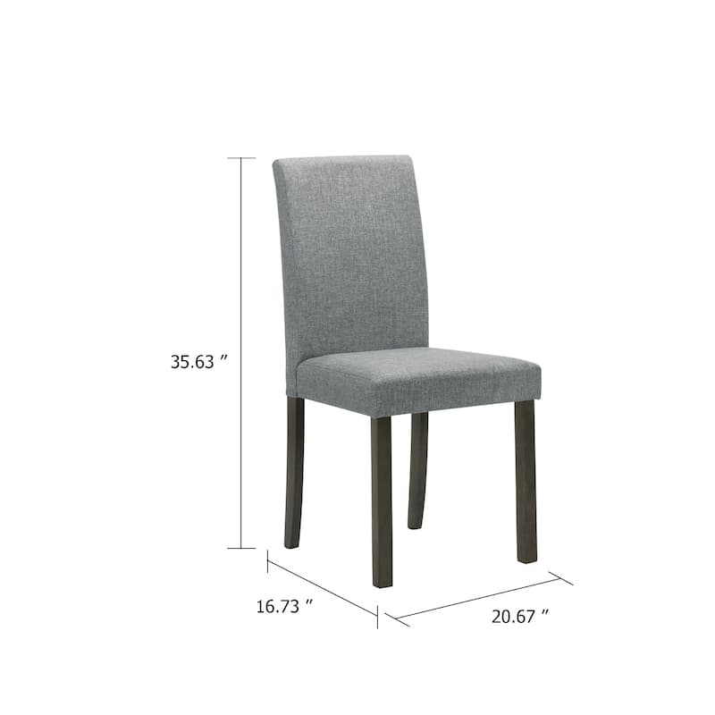 Muly Side Dining Chair Set of 4, Fabric Seating, Gray Brown Wood
