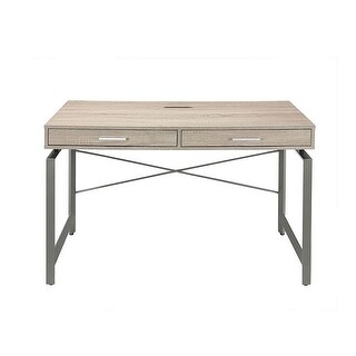 2 Drawers and 3 Hidden Top Compartments Writing Desk in Natural and ...