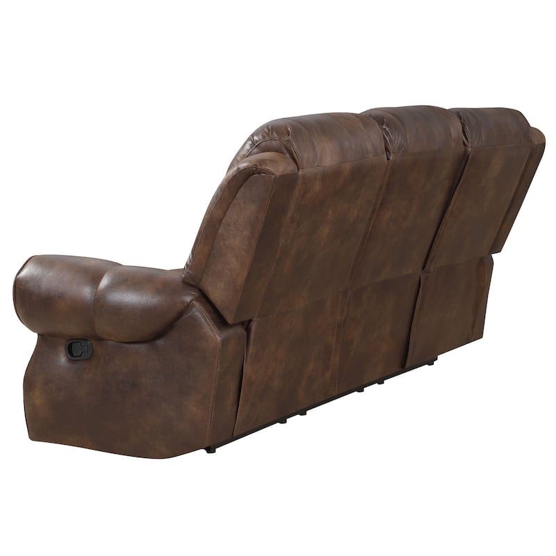 Steve Silver Saddle Brown Faux Leather Manual Reclining Sofa