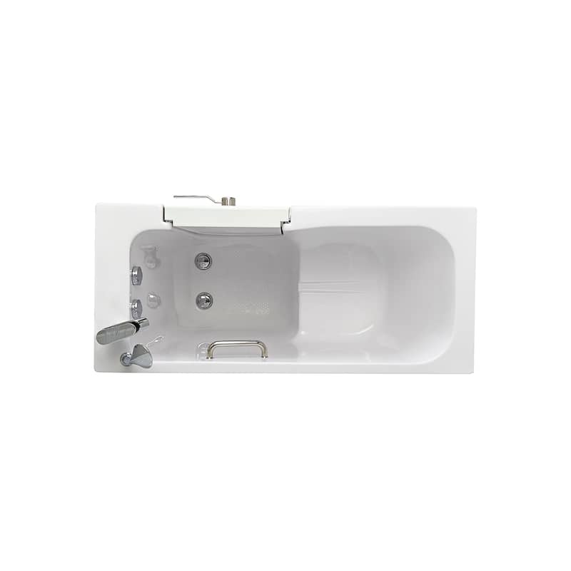 Ella Lounger 27"x60" Acrylic Hydro Massage Walk-In Bathtub with Outward Swing Door, 2 Piece Fast Fill Faucet, 2" Dual Drain