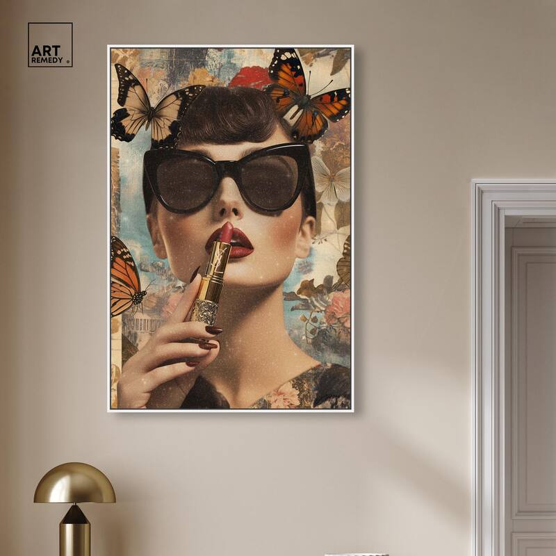 Iconic Lady Butterfly Collage II Canvas by Art Remedy