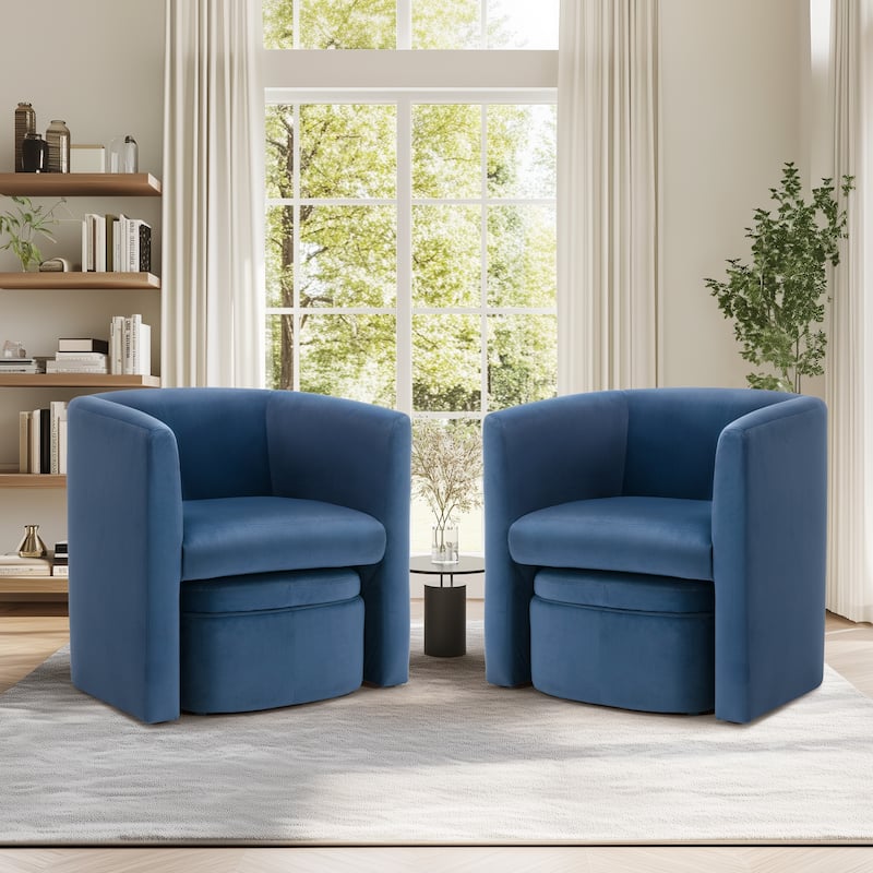 RENEWLINE Sherpa Barrel Chair & Storage Ottoman Set - Plush Compact Accent for Reading Nooks, Cloud-Like Lounge Seat