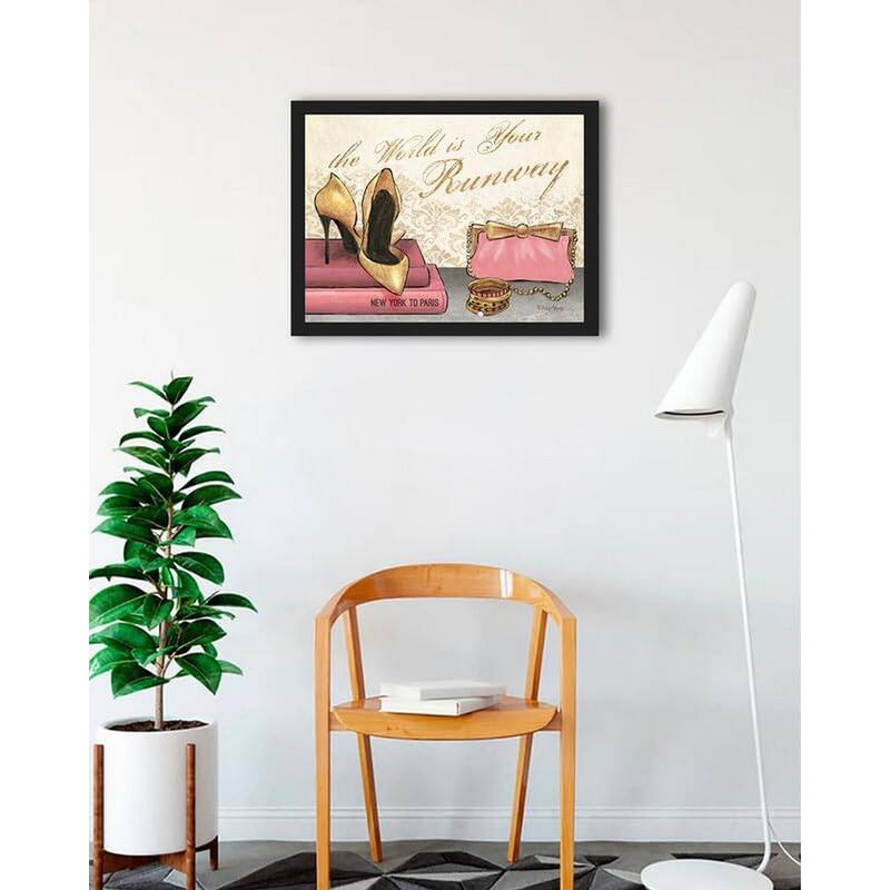 Shoe Fetish The World is Your Runway Framed Poster - 24 x 32 Inch - Black