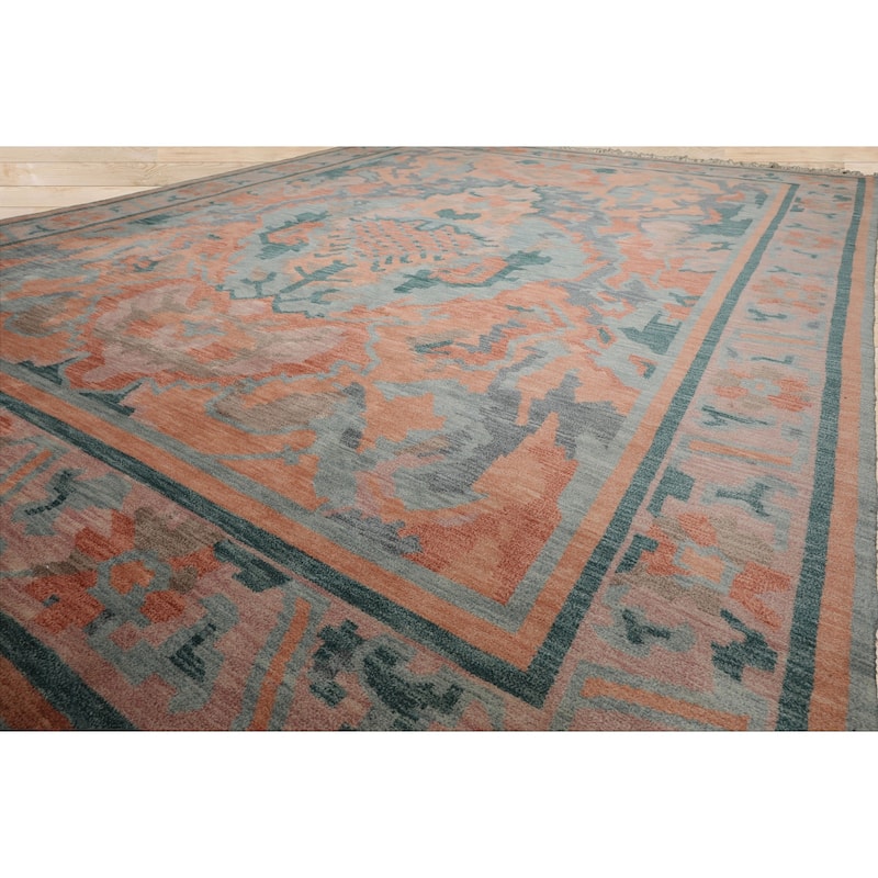 9x12 Hand Knotted Wool Aqua Tibetan Modern Plush Pile Cameron Rug - 9' x 12'