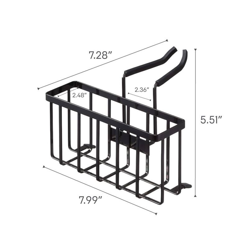 Yamazaki Home Faucet-Hanging Sponge Caddy, Steel - L 7.3 x W 8 x H 5.5 inches