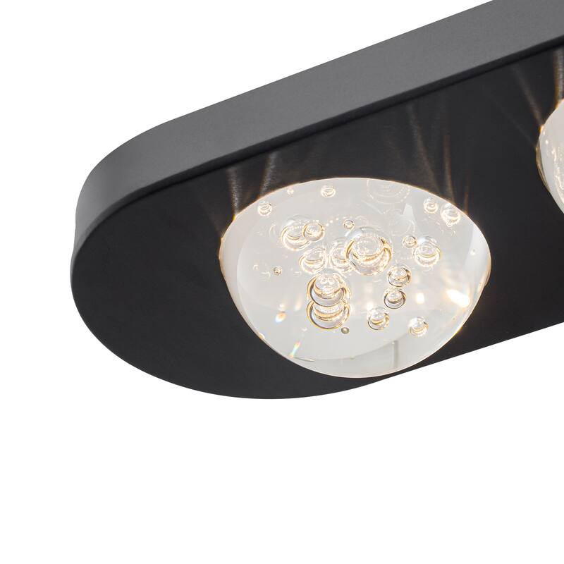 7-Light Modern Black Linear LED Vanity Light Clear Globe Glass Shades