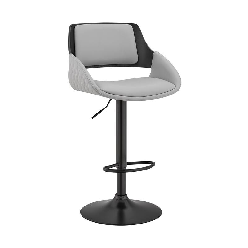 25" Comfortable Adjustable Height Faux Leather Bar Stool with Arms and Swivel Base for Kitchen Use - 43”H x 21”W x 20”D