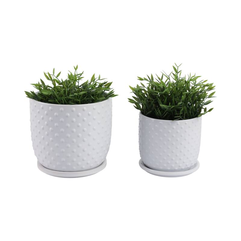 Ceramic Circular Saucer Planters Set of 2 - 6/8 in.