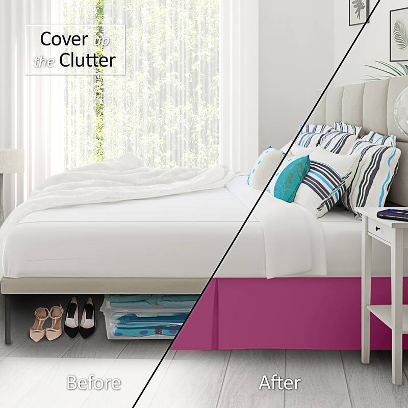 Clara Clark Pleated Bed Skirt-14 inch Tailored Drop - Soft Double Brushed Premium Microfiber Ruffle Bed Skirt - Includes 8 Pins
