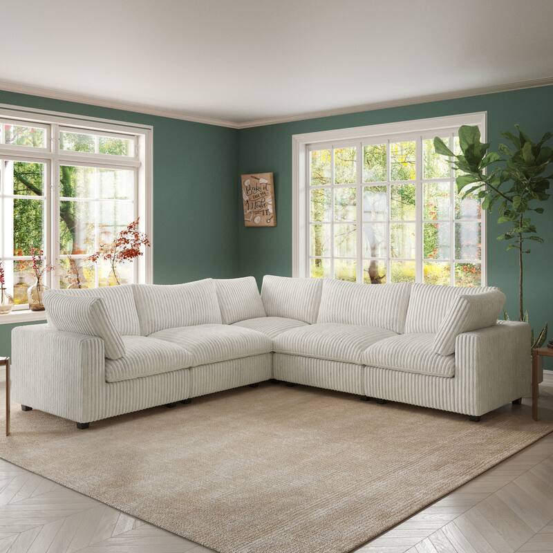 Cloud Corner Sofa Soft Plush Upholstered Modular Sectional Sofa Down Filled Living Room Couch