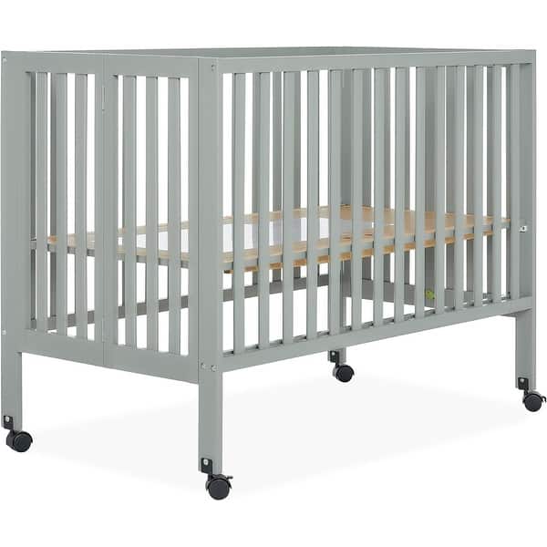 slide 2 of 5, Dream On Me Quinn Full-Size Folding Crib - Cool Grey Cool Grey