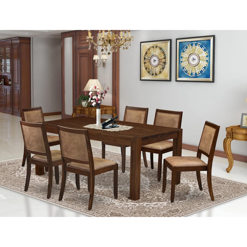 East West Furniture Kitchen Table set included a Rectangular Table and stackable Chair, Antique Walnut (Pieces & Seat Options)