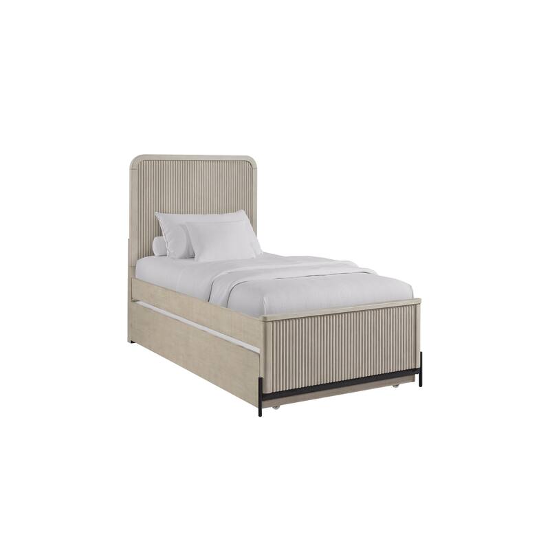 Taupe Twin Trundle Bed with Reeded Fronts and Birch Veneer