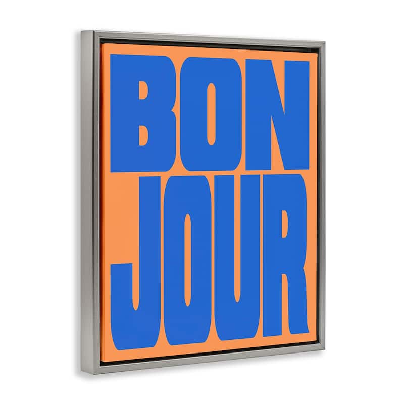 Stupell Bonjour Blue & Orange Framed Floater Canvas Wall Art Design By House of Lulu